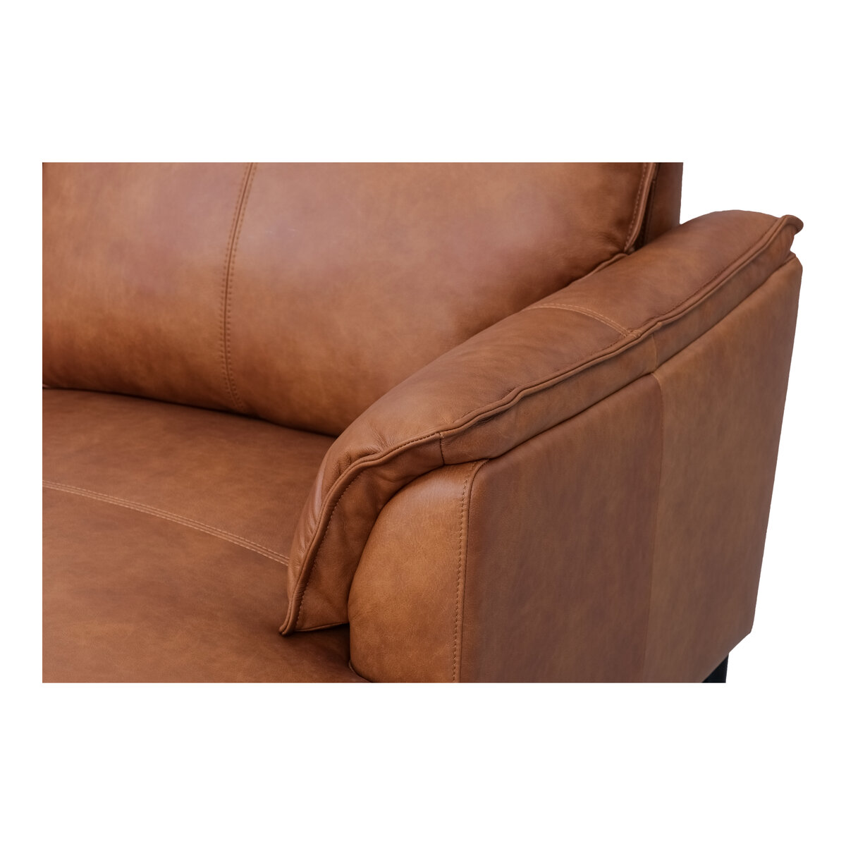 Ecksofa Luso Cognac Echtleder - Linke Recamiere, Taschenfederkern & Metallfüßen