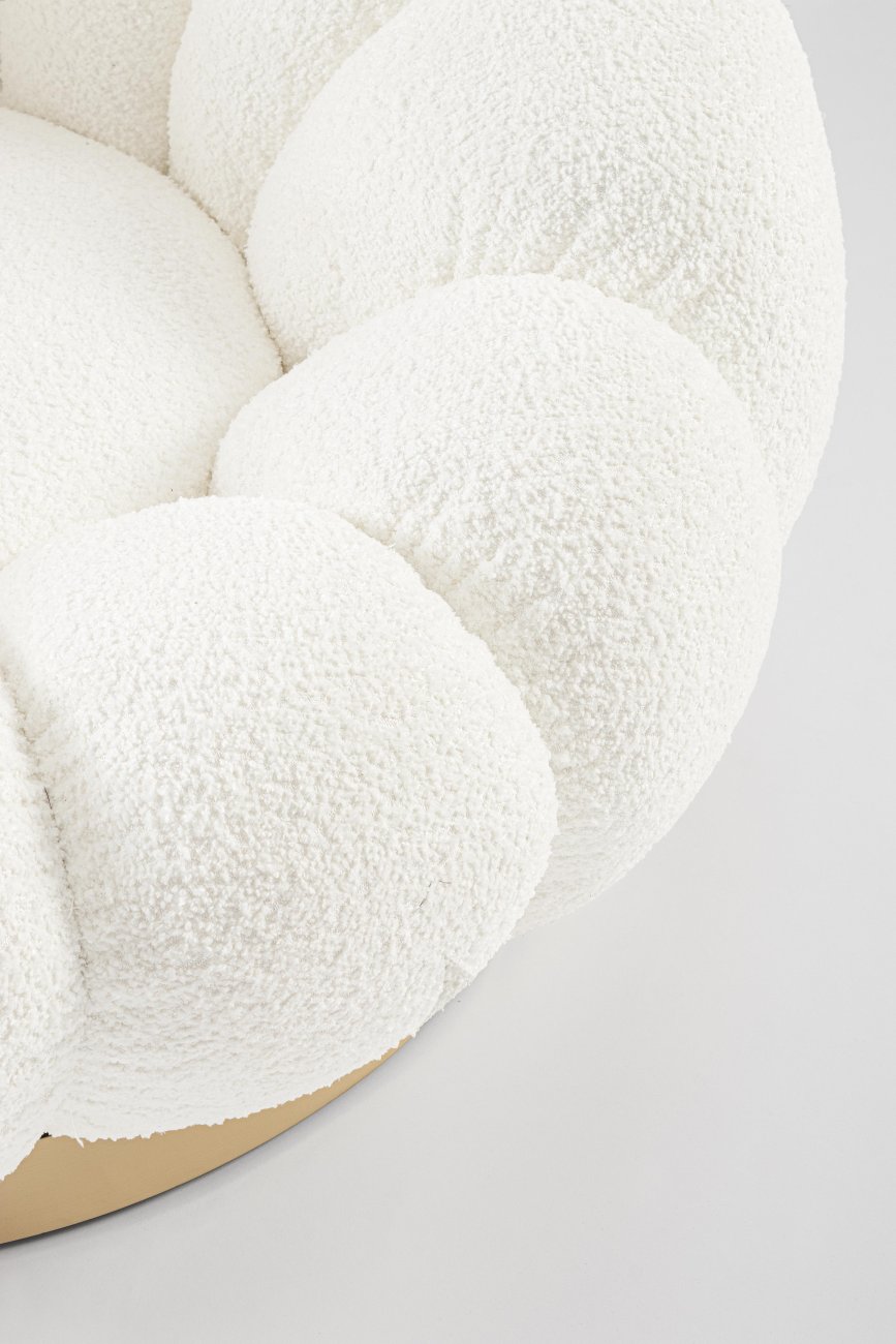 Drehsessel Florel aus Boucle-Stoff, Weiß