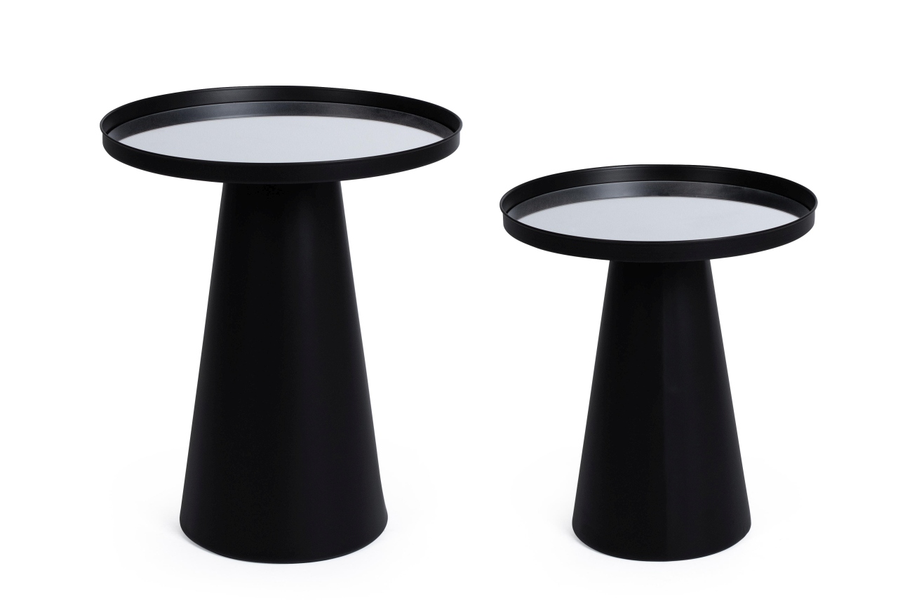 Beistelltisch Reflex 2er-Set aus Metall, Schwarz