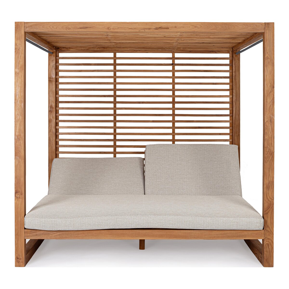 Gartendaybed Honolulu - Teakholz Natur & Olefin-Stoff, inkl. Kissen
