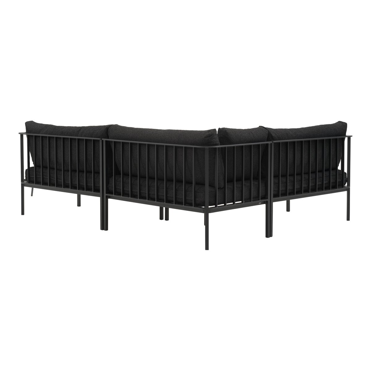 Gartenecksofa Upper, Schwarz/Schwarz - Aluminium & Recyceltes Polyester, 235x193 cm