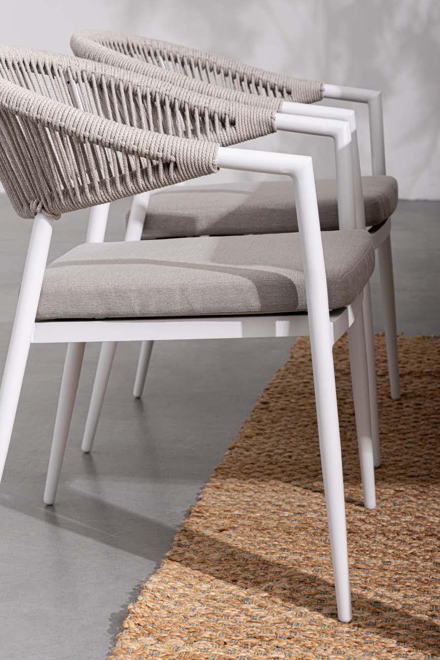 Gartenstuhl Millor aus Aluminium, Hellgrau / Weiß