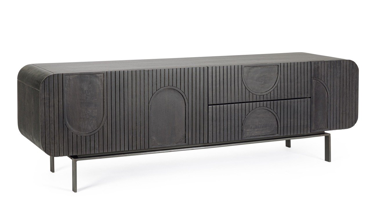 TV Board Orissa aus Mangoholz, Schwarz TV Board Orissa aus Mangoholz, Schwarz