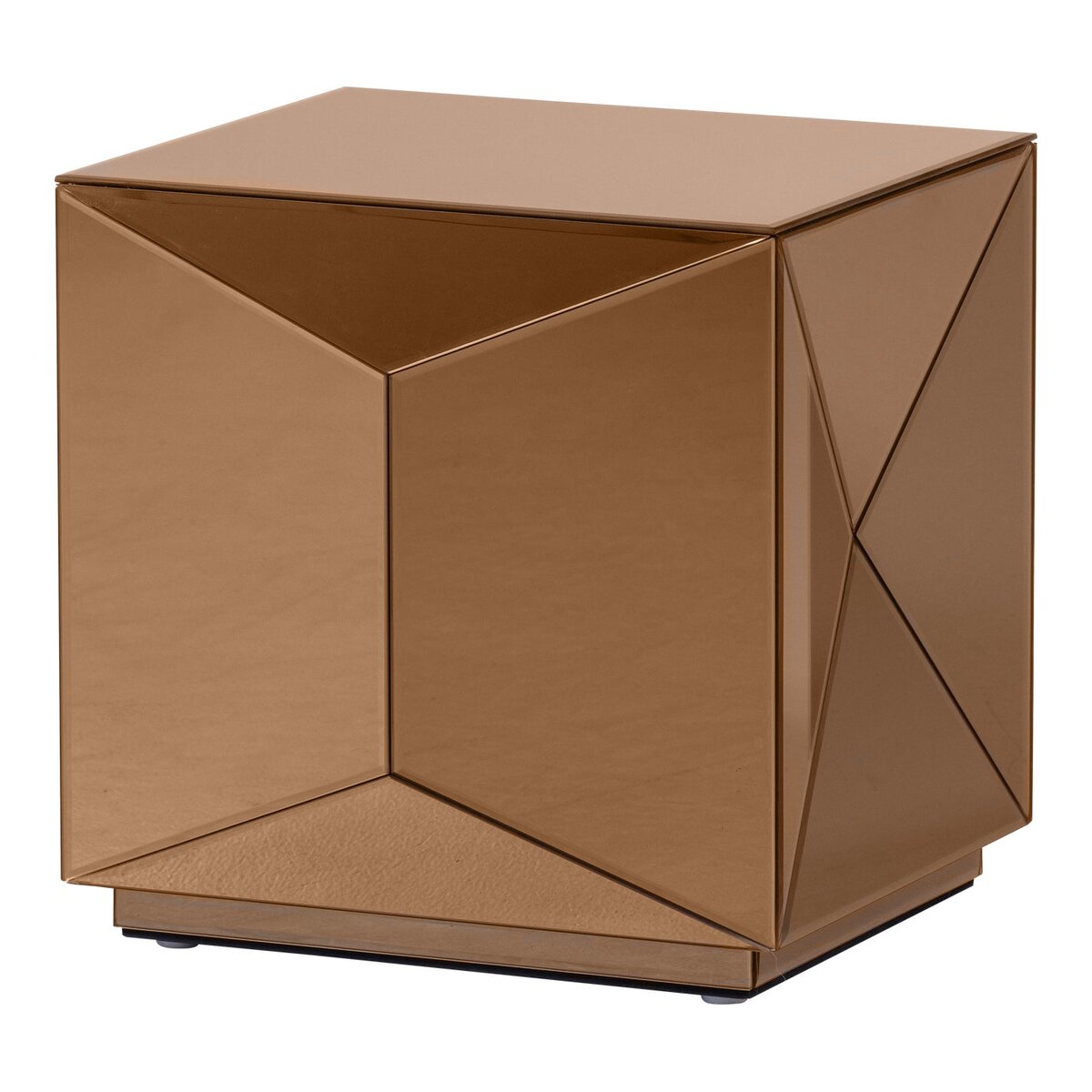 Beistelltisch Glintz - Holz & Spiegelglas Braun, 40 x 40 cm