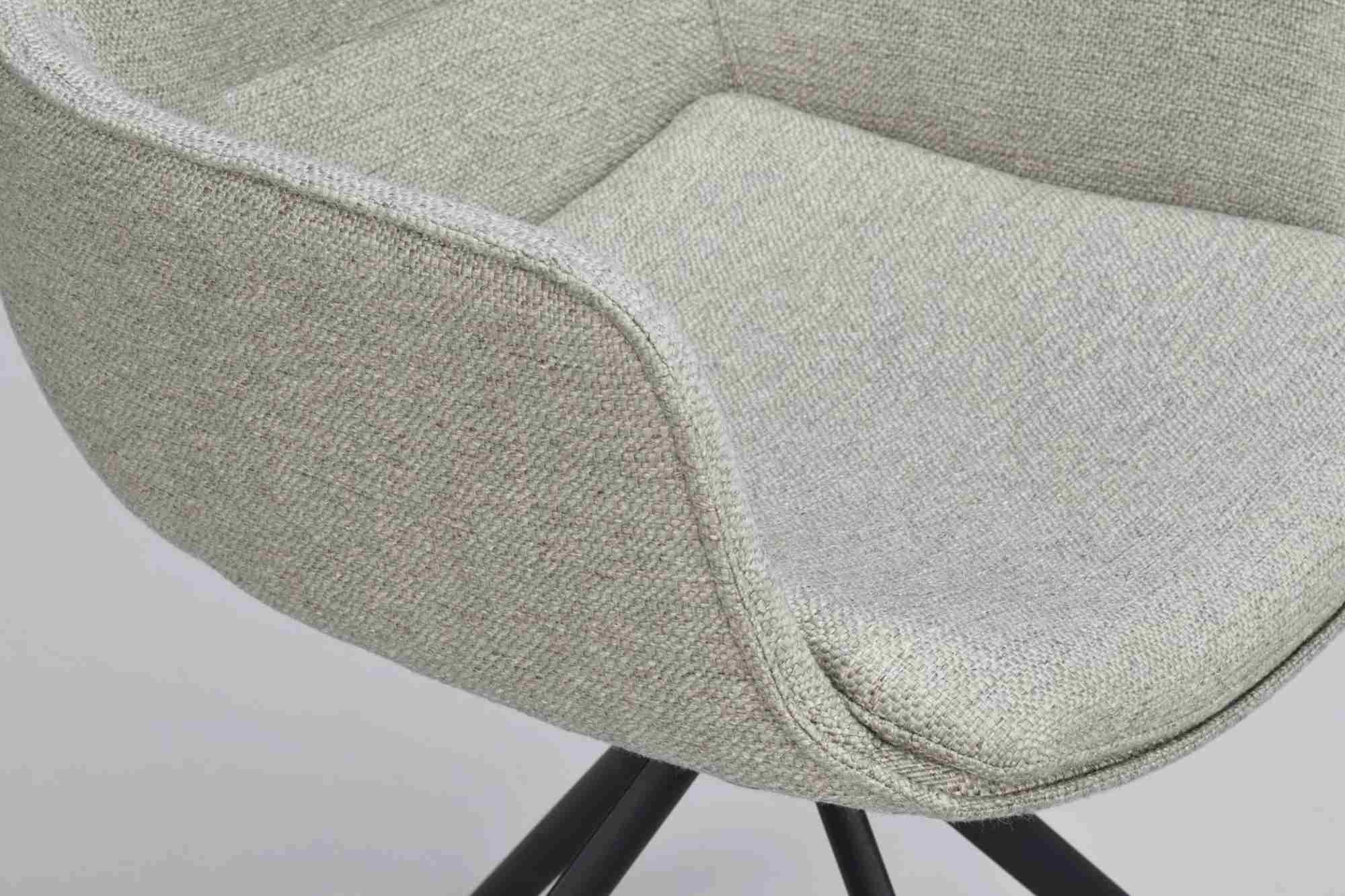 Komfortabel & schön – Stuhl Lowell 2er Set Drehgestell mit Armlehnen, Stoff Grau.