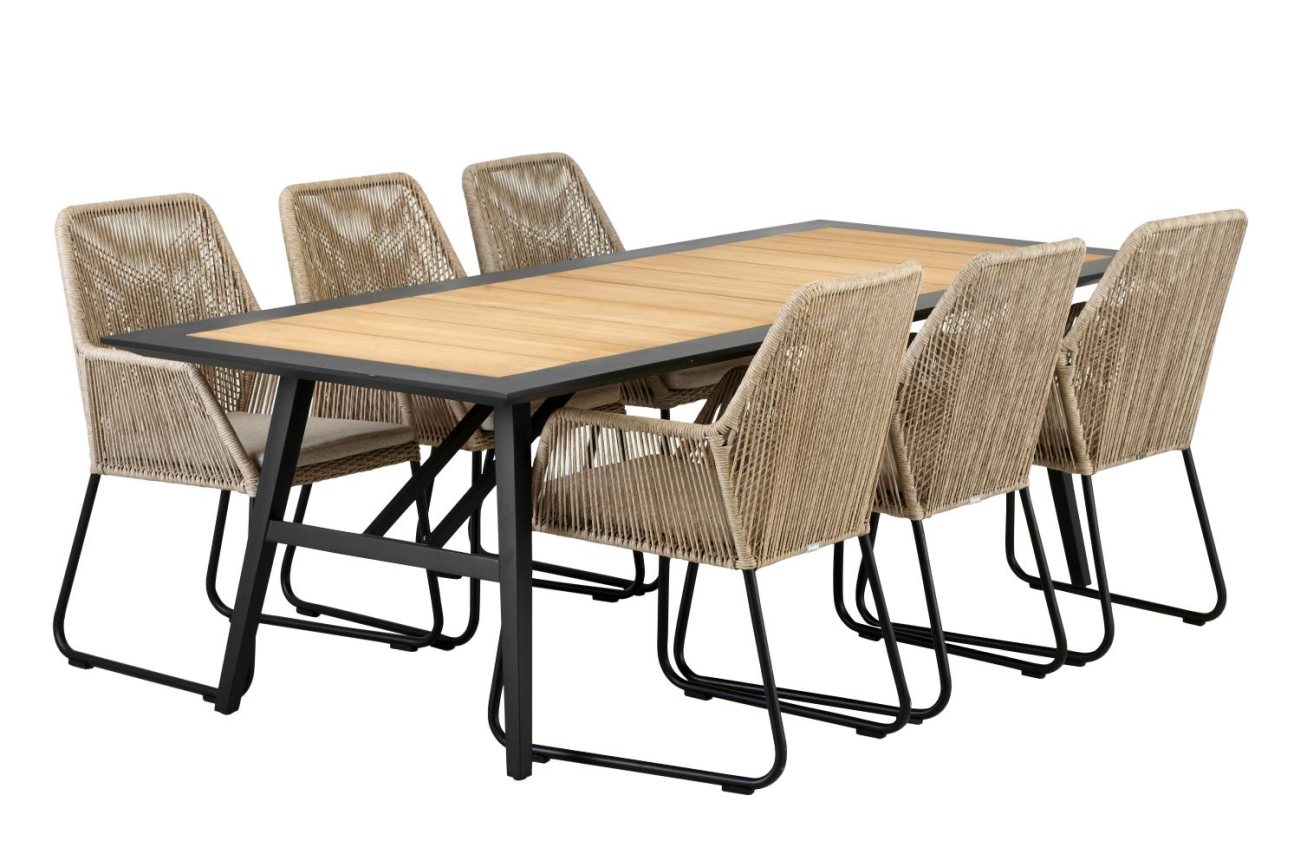 Der Gartenesstisch Chios überzeugt mit seinem modernen Design. Gefertigt wurde die Tischplatte aus Teakholz, welche einen natürlichen Farbton besitzt. Das Gestell ist aus Metall und hat eine Anthrazit Farbe. Der Tisch besitzt eine Länge von 240 cm.