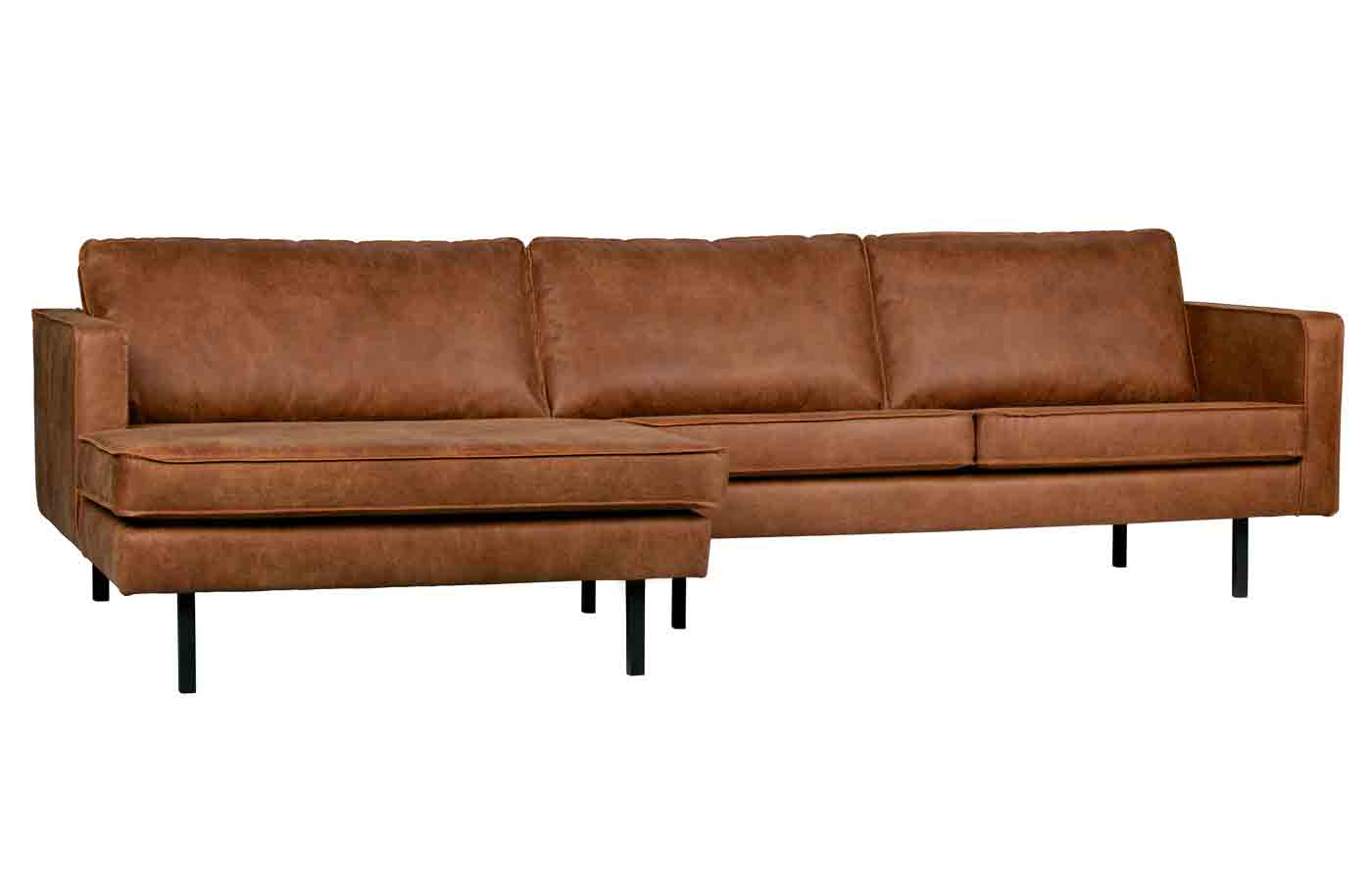 Ecksofa Rodeo Chaiselongue Eco Leder, links Cognac