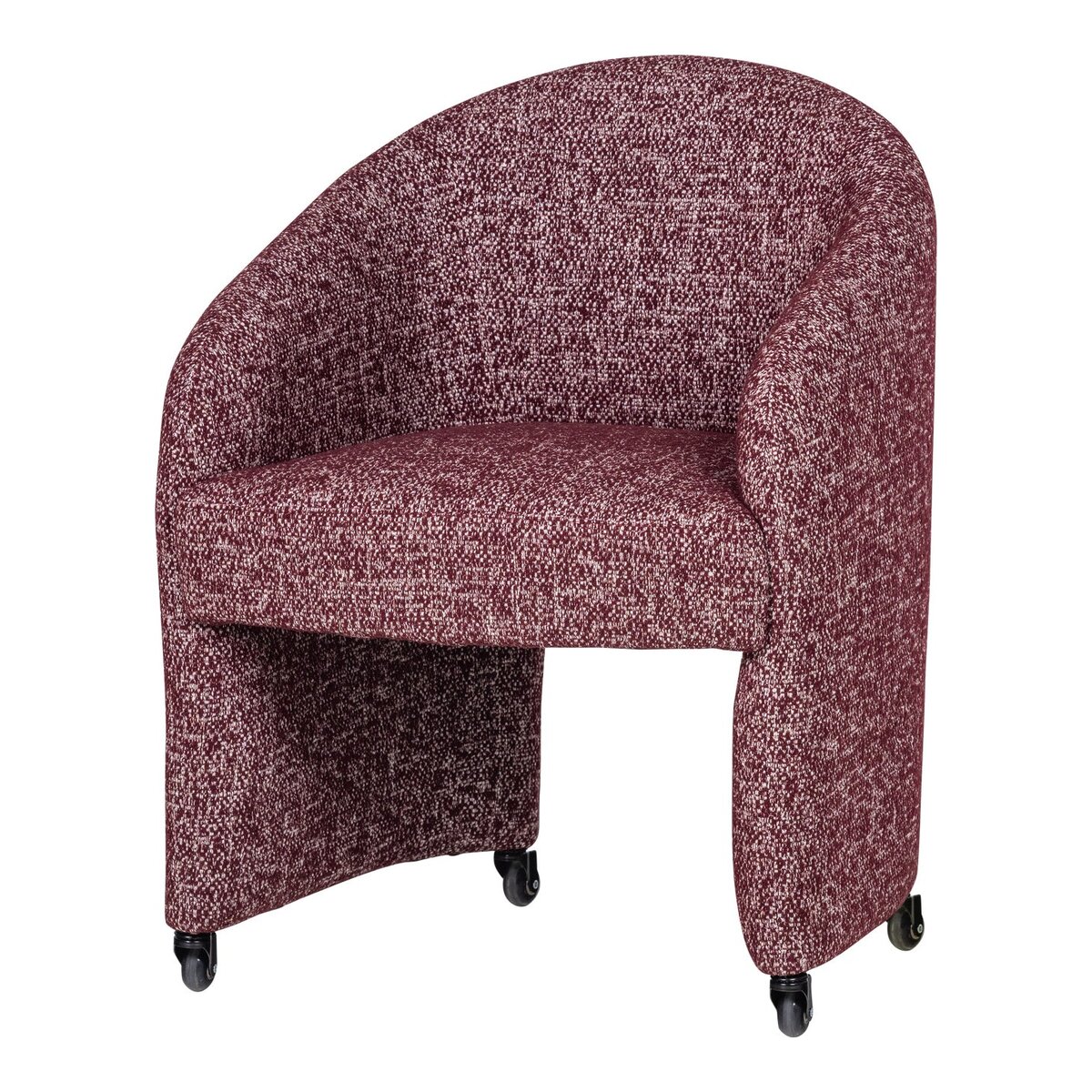Armlehnstuhl Cordo - Melange-Stoff Burgunderrot, mit Rädern