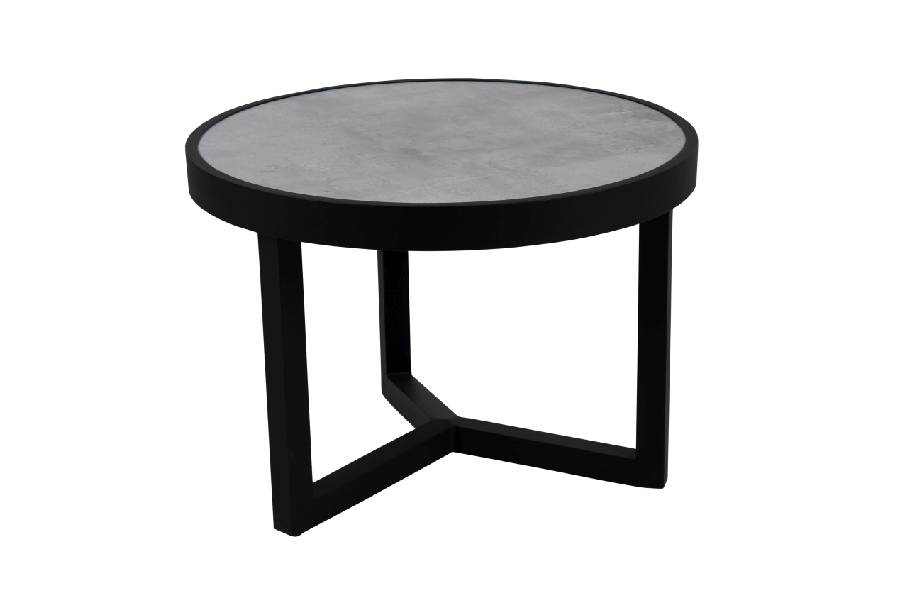 Der Gartencouchtisch Itonda überzeugt mit seinem modernen Design. Gefertigt wurde die Tischplatte aus Granit und hat eine hellgraue Farbe. Das Gestell ist aus Metall und hat eine schwarze Farbe. Der Tisch besitzt einen Durchmesser von 60 cm.