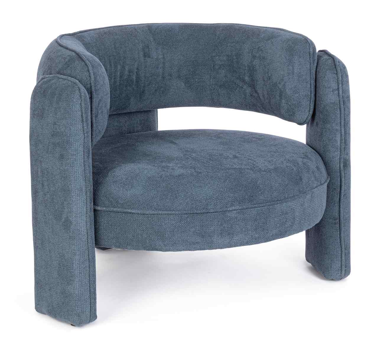 Der Sessel Aisha überzeugt mit seinem modernen Stil. Gefertigt wurde er aus Stoff, welcher einen blauen Farbton besitzt. Der Sessel besitzt eine Sitzhöhe von 44 cm.