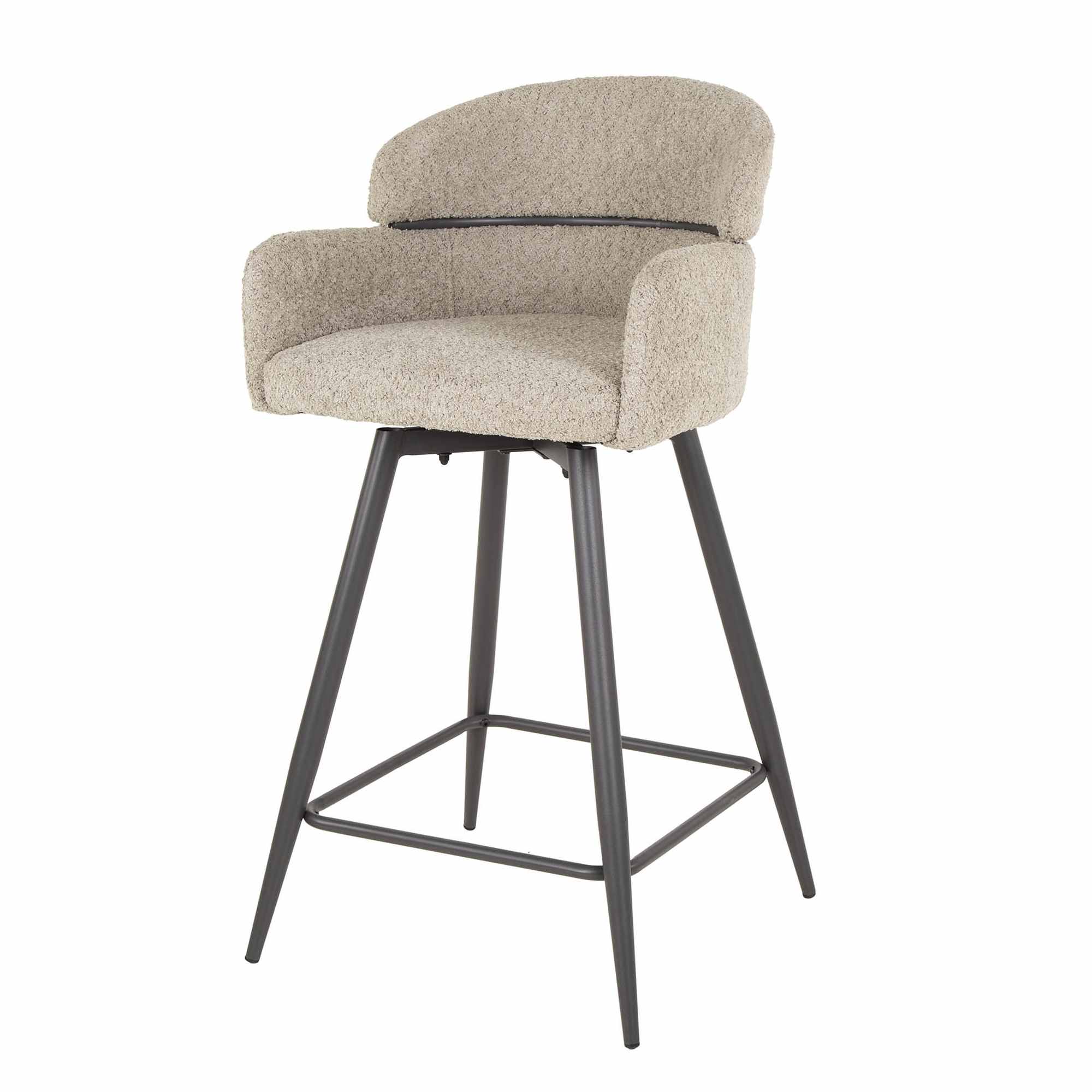 2er-Set Barhocker Cleruve mit Armlehne, Drehbar - Boucle, Sand