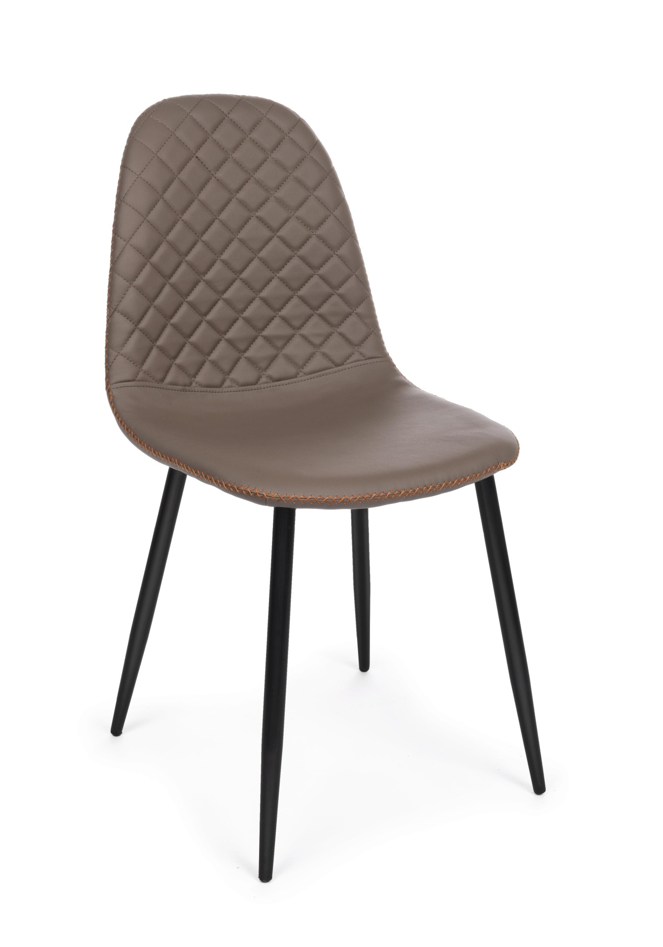 Der Esszimmerstuhl Amanda überzeugt mit seinem modernem Design. Gefertigt wurde der Stuhl aus Kunstleder, welches einen braunen Farbton besitzt. Das Gestell ist aus Metall und ist Schwarz. Die Sitzhöhe beträgt 49 cm.