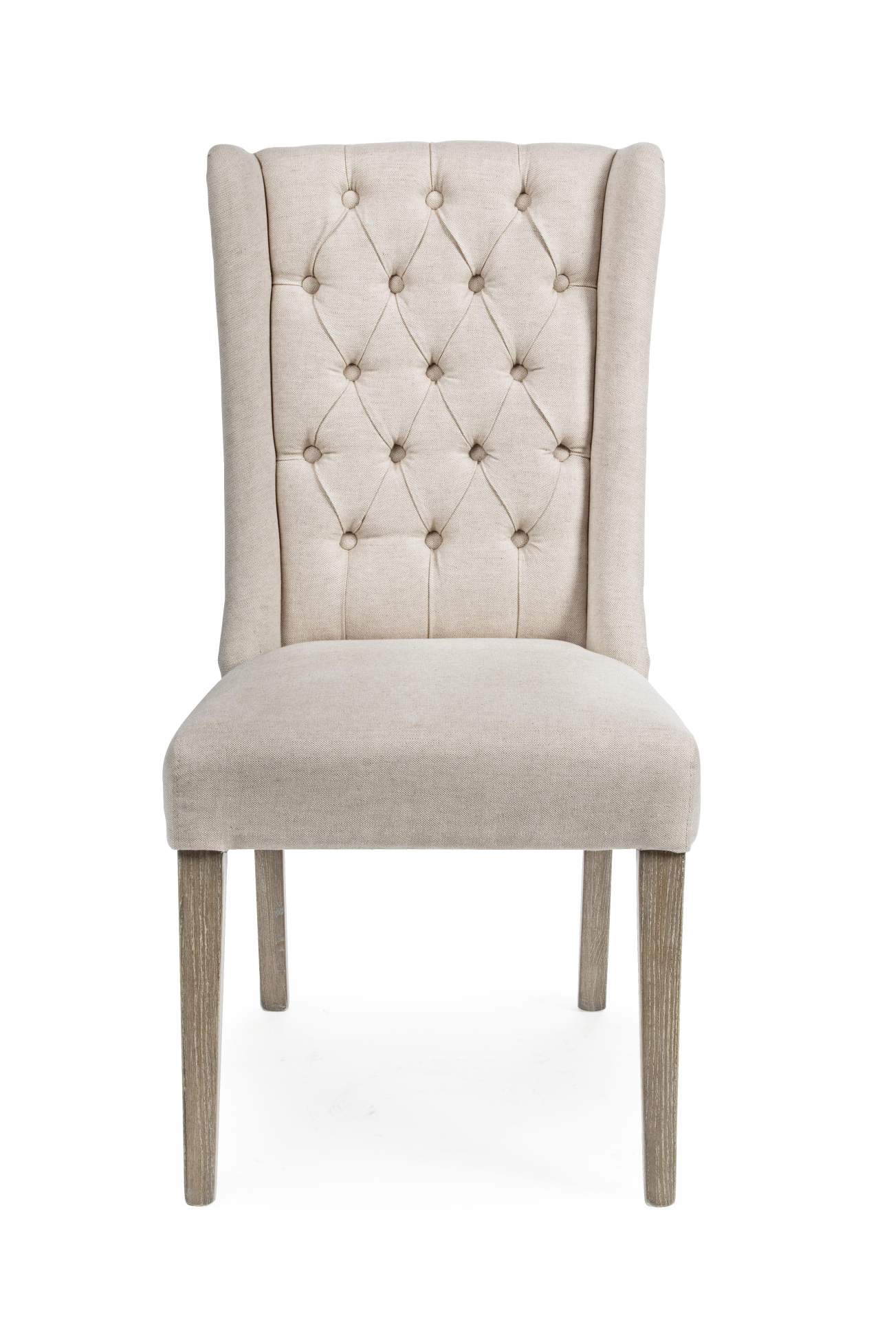 Der Esszimmerstuhl Columbia überzeugt mit seinem klassischen Design. Gefertigt wurde der Stuhl aus Eichenholz, welches einen natürlichen Farbton besitzt. Der Bezug ist aus einem Mix aus Baumwolle und leinen und hat eine Beige Farbe. Die Sitzhöhe beträgt 4