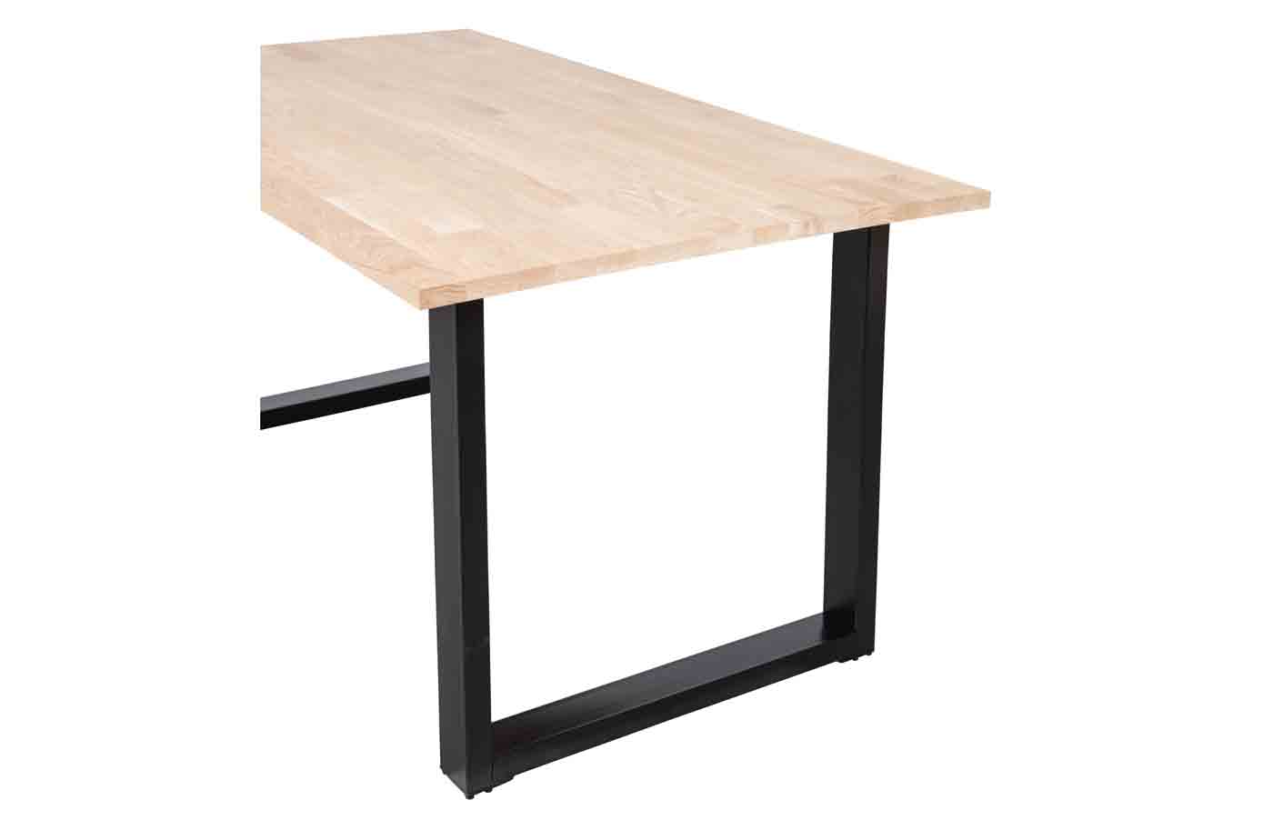 Esstisch mit Eiche Tischplatte und U-Gestell. Oberfläche Natur unbehandelt mit einer schönen Maserung