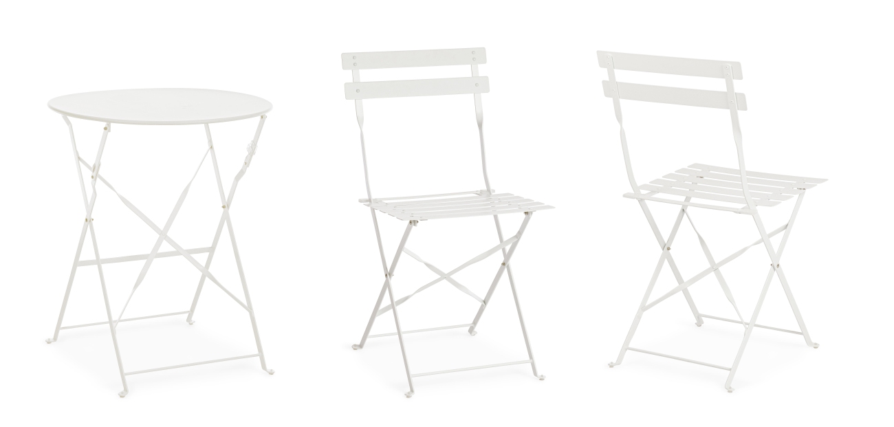 Garten-Set Austin, Stühle & Tisch, Weiß
