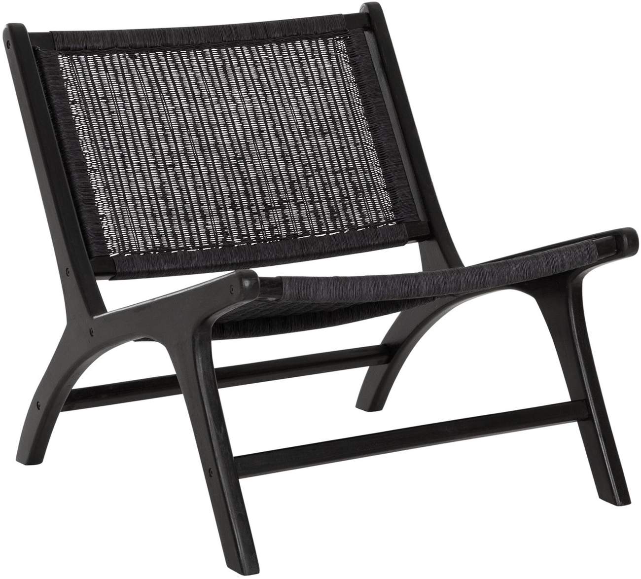 Sessel Lazy aus Teakholz, Schwarz Sessel Lazy aus Teakholz, Schwarz