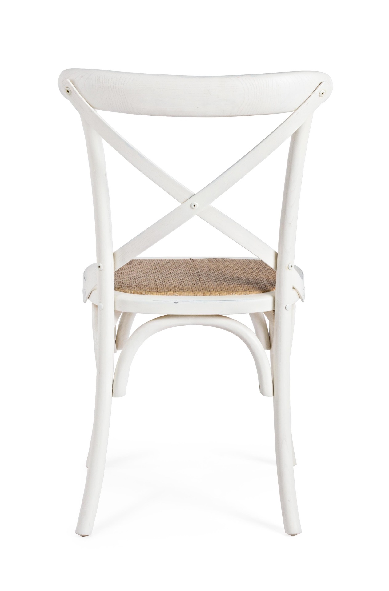 Der Stuhl Cross überzeugt mit seinem klassischen Design. Gefertigt wurde der Stuhl aus Ulmenholz, welches einen weißen Farbton besitzt. Die Sitz- und Rückenfläche ist aus Rattan gefertigt. Die Sitzhöhe beträgt 46 cm.