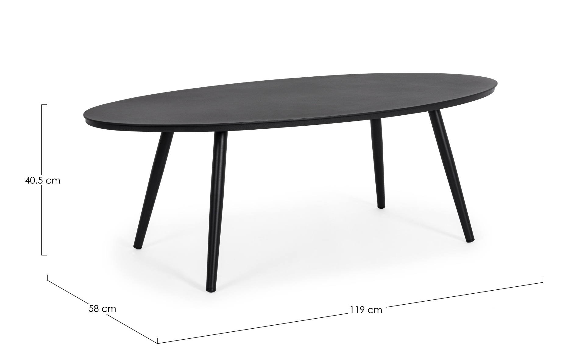 Couchtisch Space aus Aluminium 119 cm, Schwarz