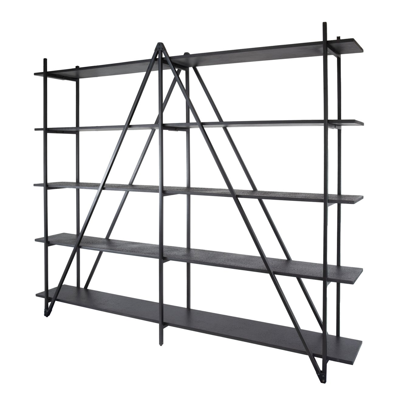 Regal Piega  - Flüssigmetall-Optik Dunkelgrau, 220 cm, 5 Fächer Regal Pouv  - dunkelgraue Metall-Optik, 5 Böden, 220 cm