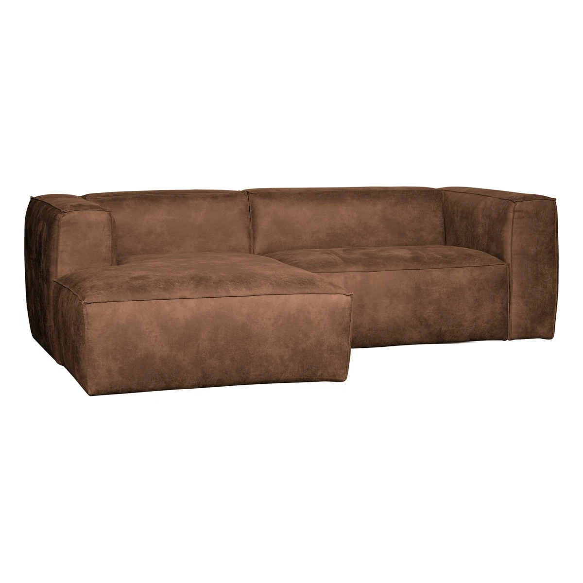 Ecksofa Chaiselongue Bean - Lederoptik Cognacbraun, Links