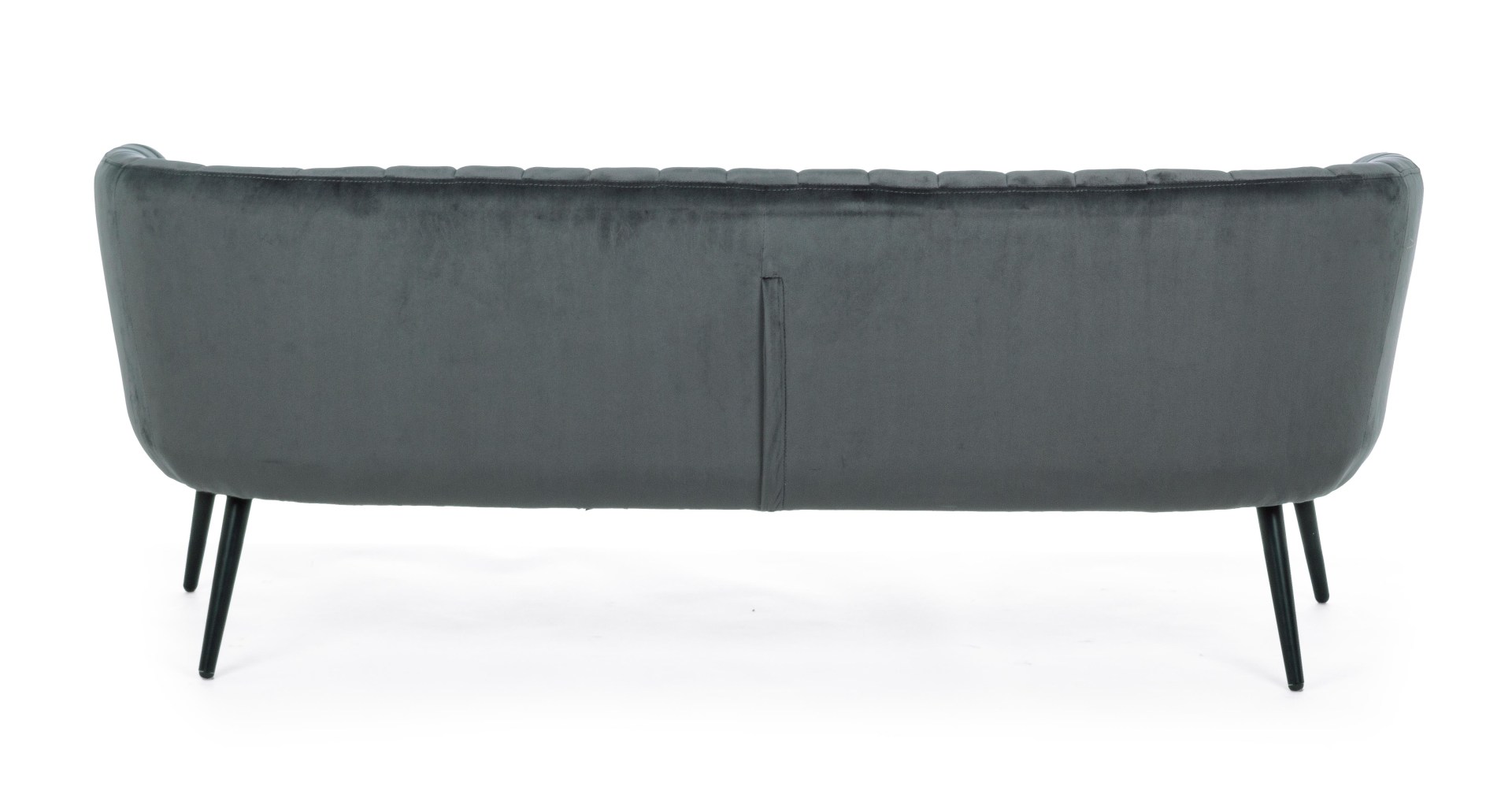 Das Sofa Avril überzeugt mit seinem modernen Design. Gefertigt wurde es aus Stoff in Samt-Optik, welcher einen grauen Farbton besitzt. Das Gestell ist aus Metall und hat eine schwarze Farbe. Das Sofa ist in der Ausführung als 3-Sitzer. Die Breite beträgt 