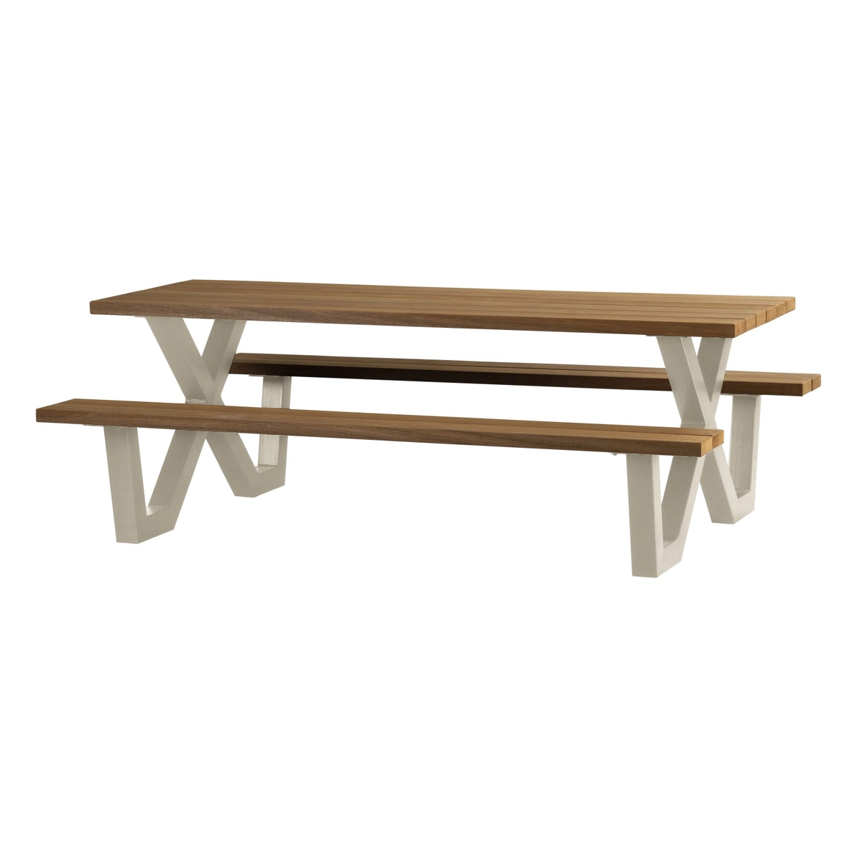 Picknicktisch Tablo - Ayous-Holz Natur, Gestell Weiß