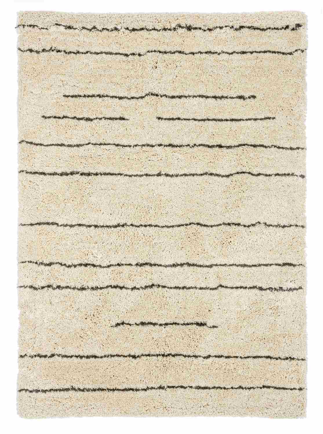 Der Teppich Linee überzeugt mit seinem klassischen Design. Gefertigt wurde die Vorderseite aus 100% Polyester und die Rückseite aus 100% Baumwolle. Der Teppich besitzt einen Sand Farbton und die Maße von 140x200 cm.