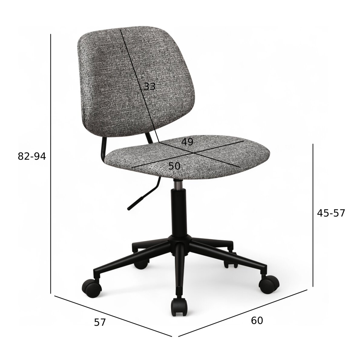 Bürostuhl Otal aus Boucle - Drehbar, Höhenverstellbar, Neigbar, Grau