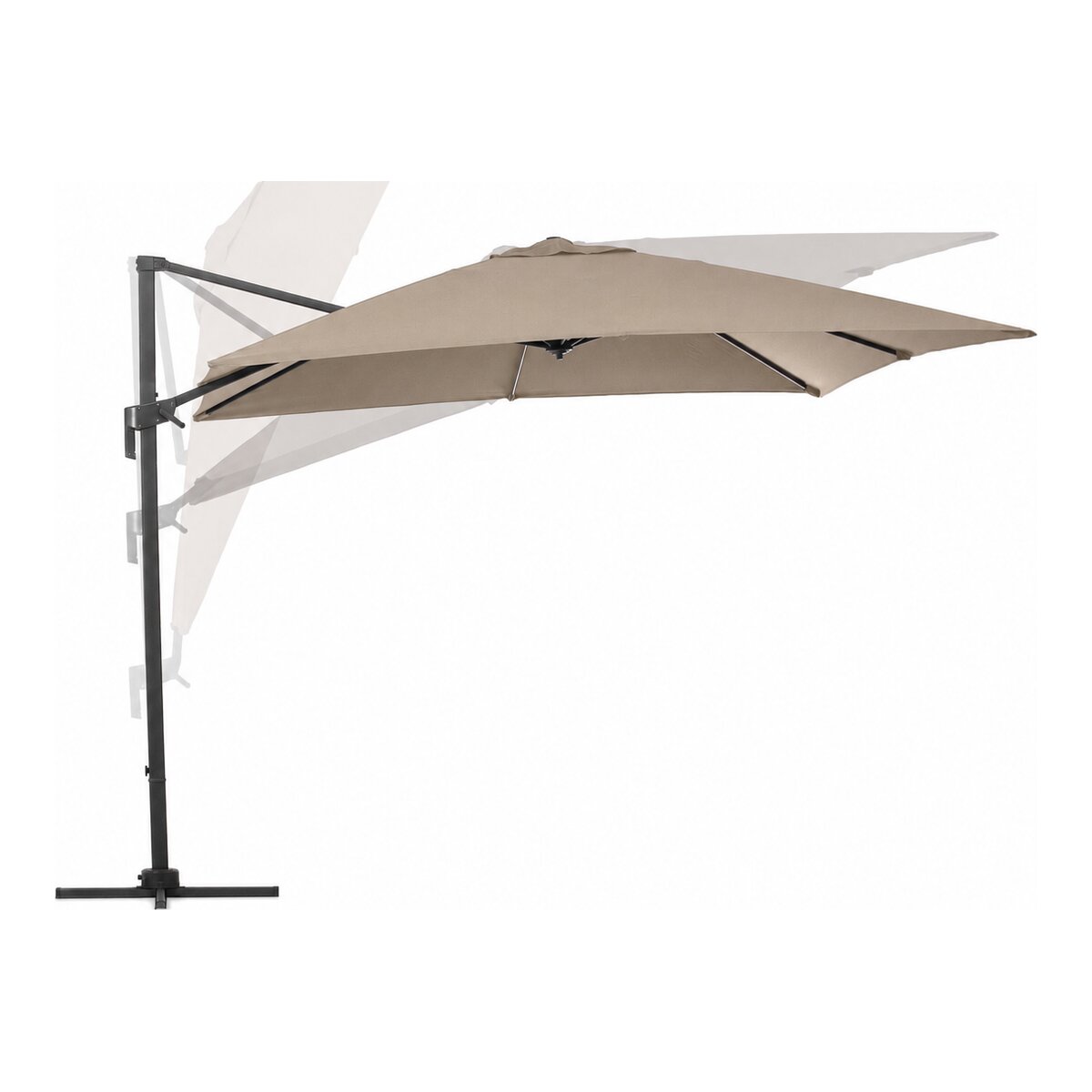 Ampelschirm Siviglia - Aluminium Anthrazit, Polyester-Stoff Taupe, 3x3 m