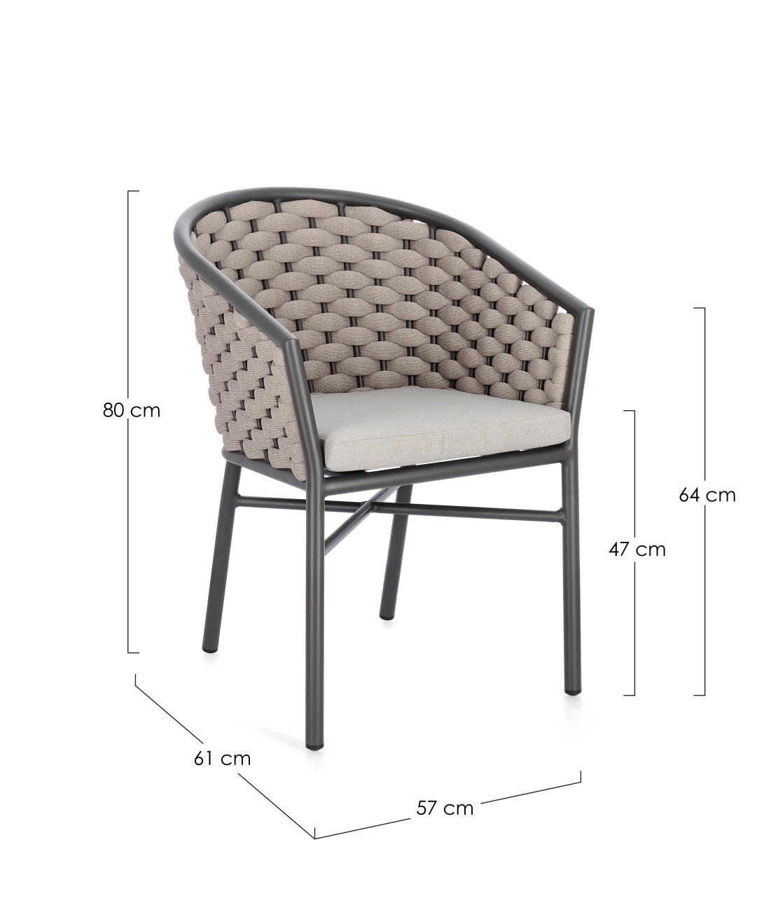 Gartenstuhl Margalida aus Aluminium, Taupe / Anthrazit