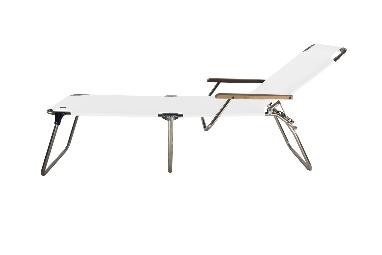 Dreibeinliege Amigo 40+ aus Aluminium mit Armlehne, Weiß