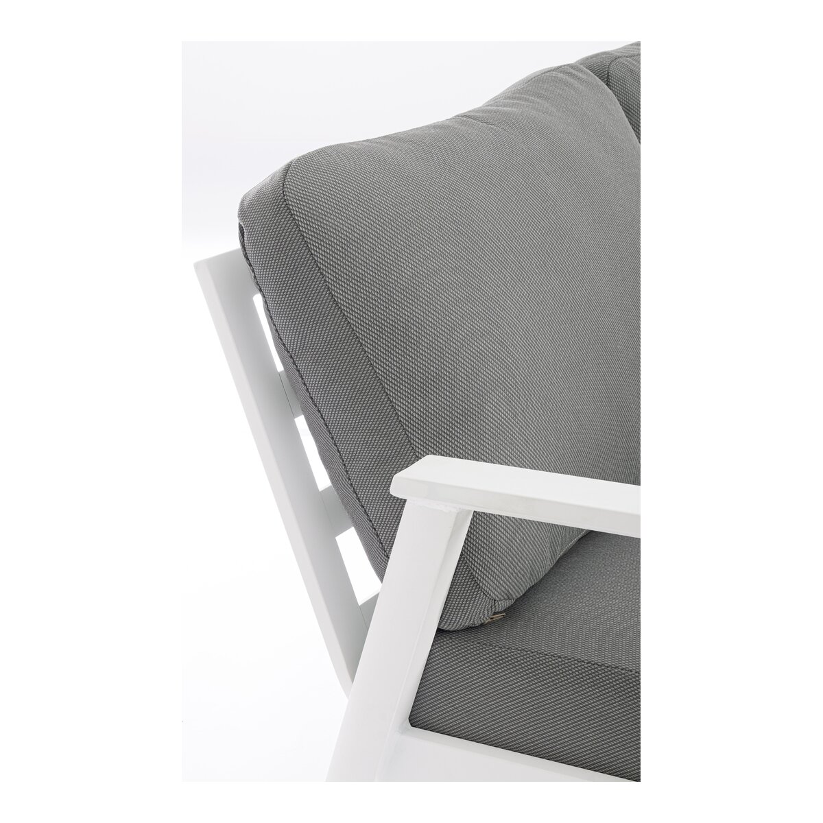 Gartenecksofa Flaminio - Aluminium Weiß, Olefin-Stoff Dunkelgrau