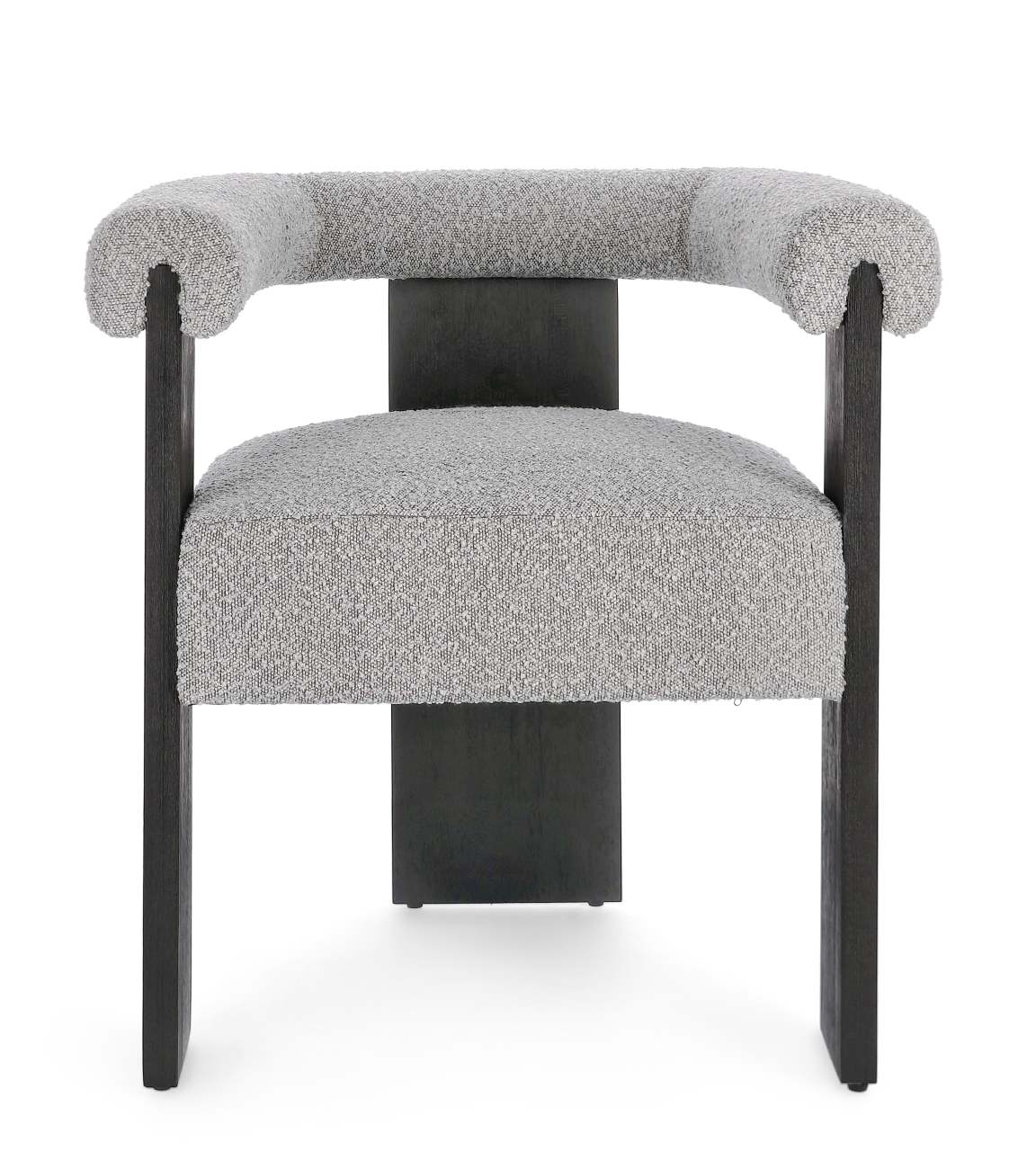 Esszimmerstuhl Agape aus Boucle, Grau / Schwarz