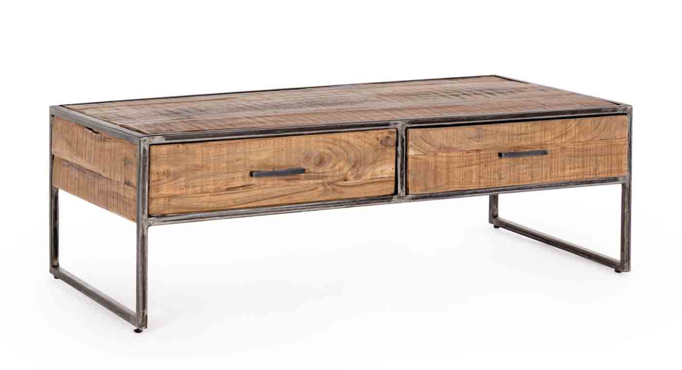 Couchtisch Elmer aus Akazienholz und Stahl Couchtisch Elmer aus Akazienholz und Stahl