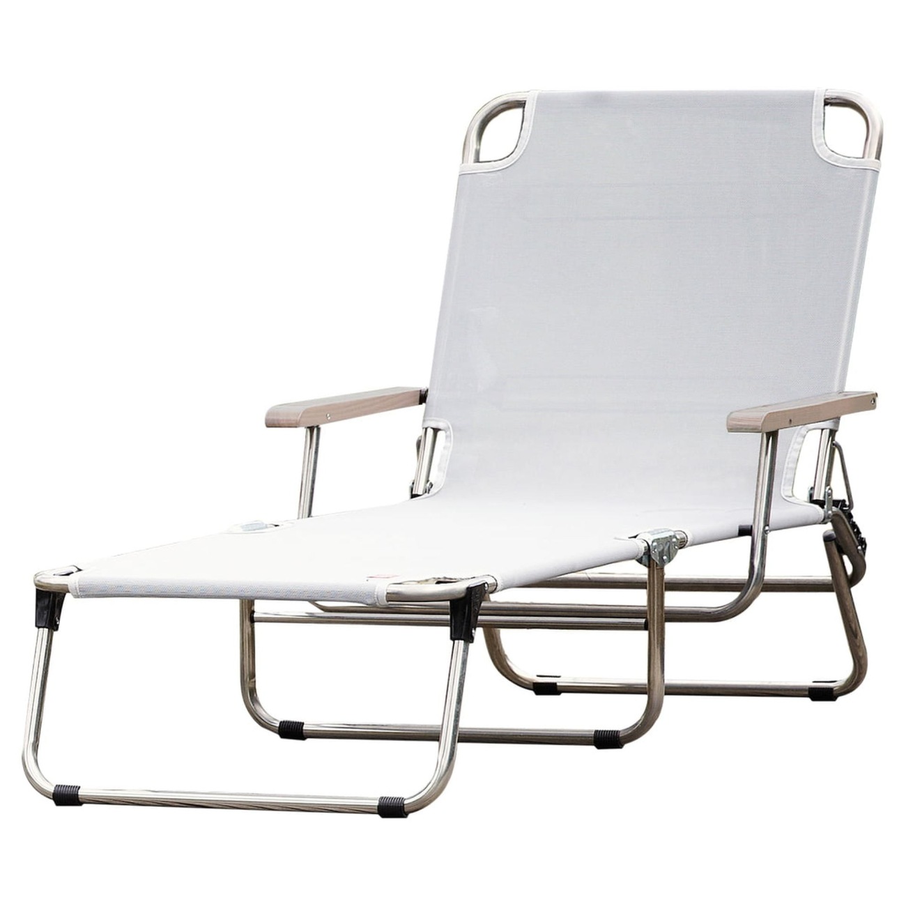 Dreibeinliege Amigo 40+ aus Aluminium mit Armlehne, Weiß Dreibeinliege Amigo 40+ aus Aluminium mit Armlehne, Weiß