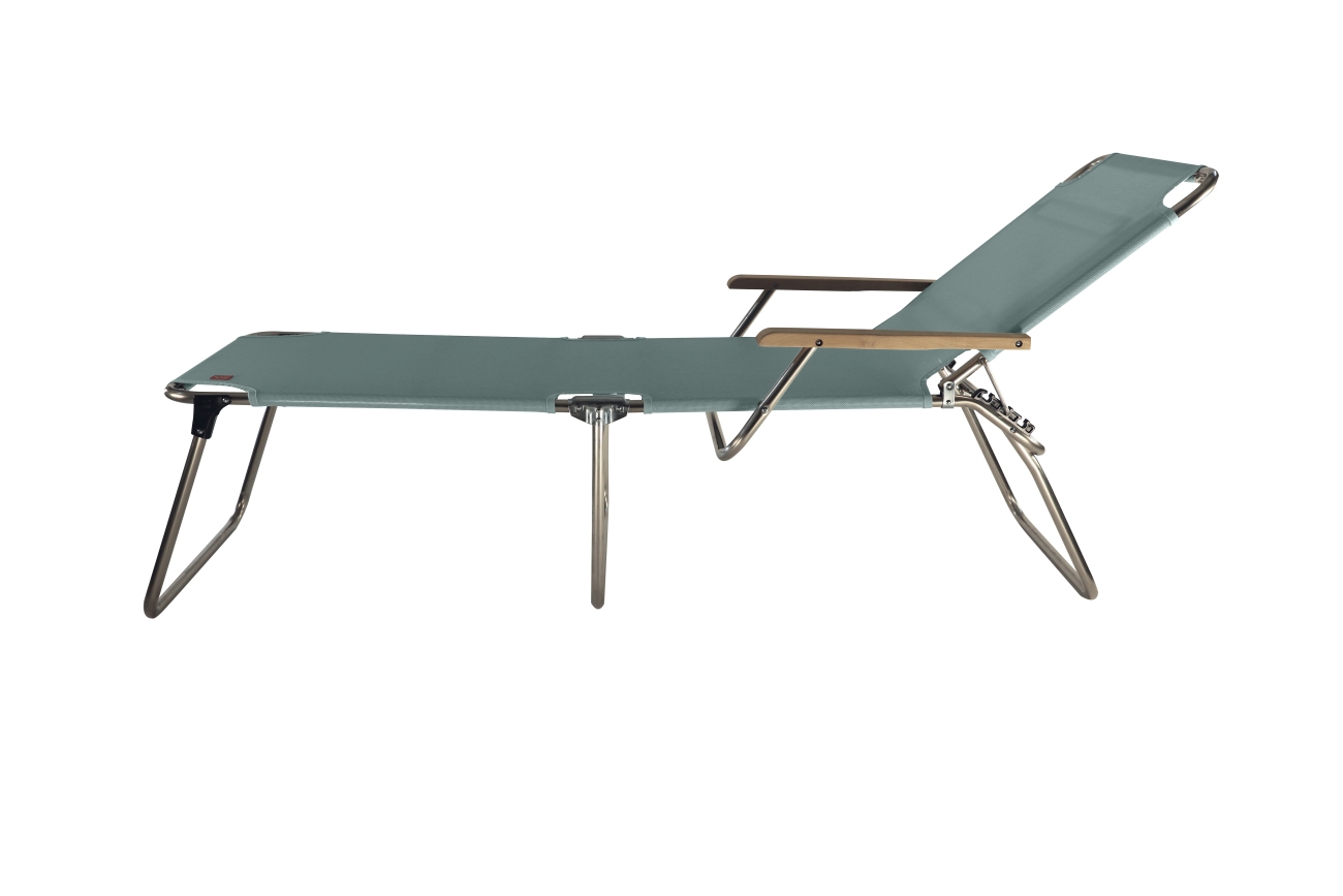 Dreibeinliege Amigo 40+ aus Aluminium mit Armlehne, Salbei