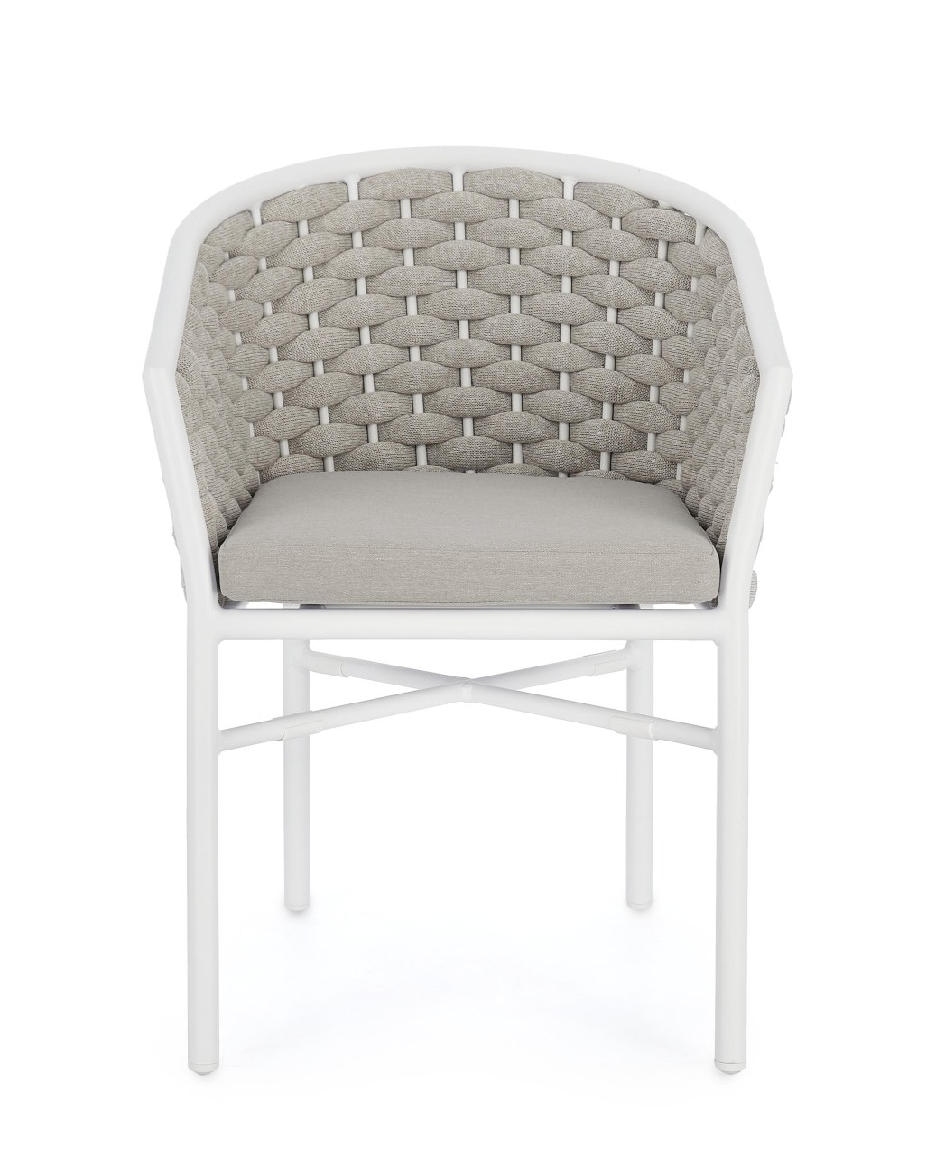 Gartenstuhl Margalida aus Aluminium, Hellgrau / Weiß