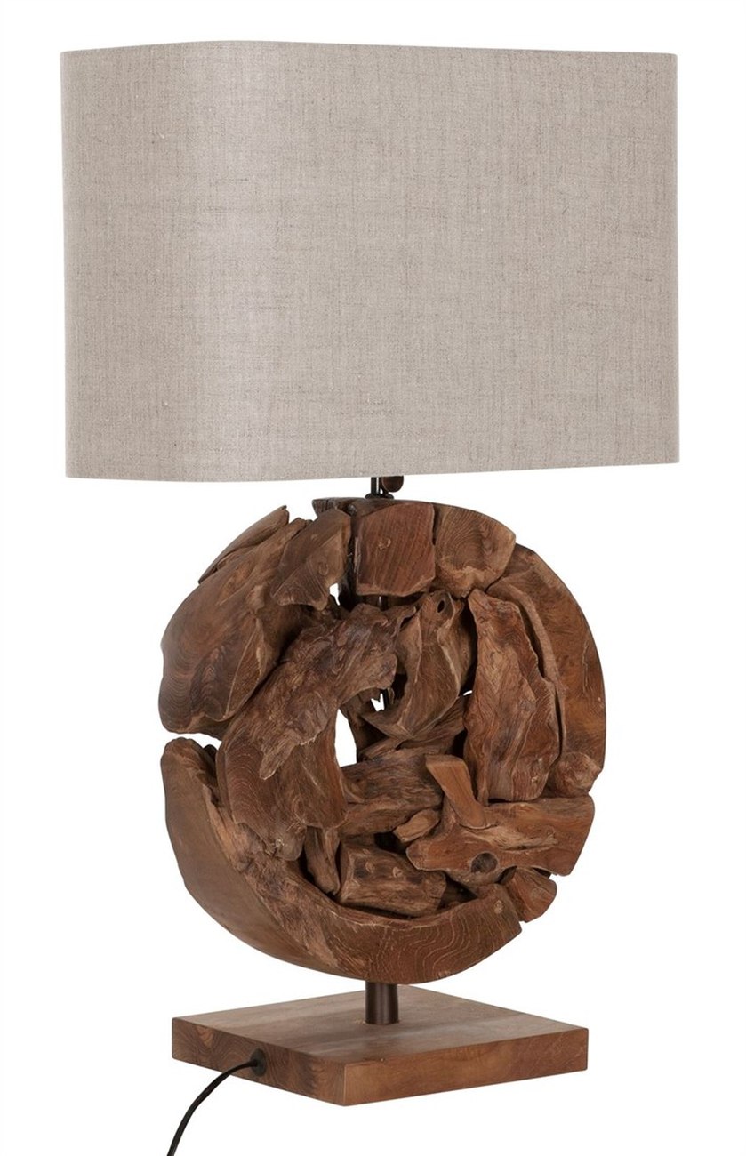 Tischleuchte World aus Teakholz Tischleuchte World aus Teakholz