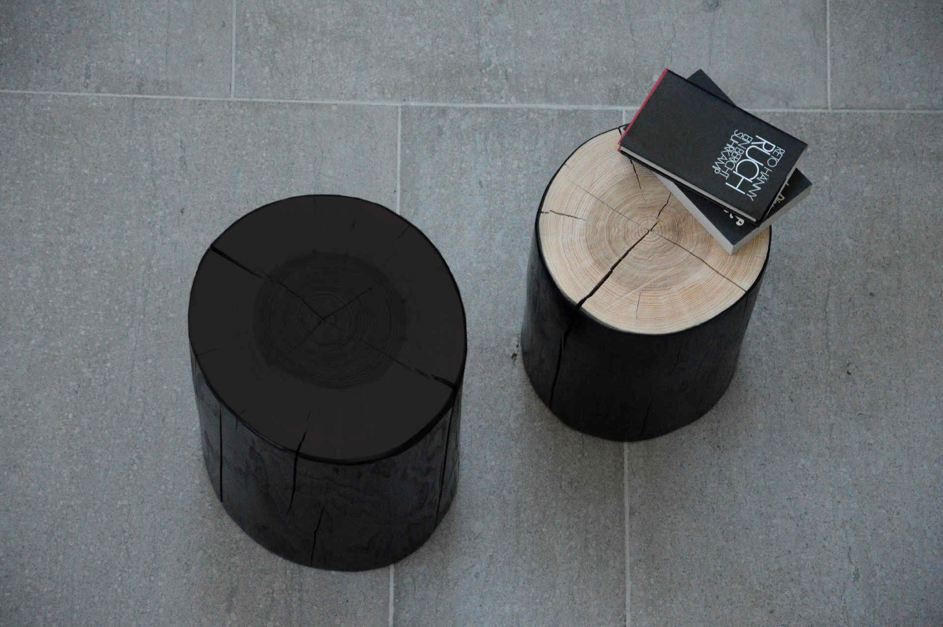 Jan Kurtz Beistelltisch Block rund Kernesche massiv schwarz