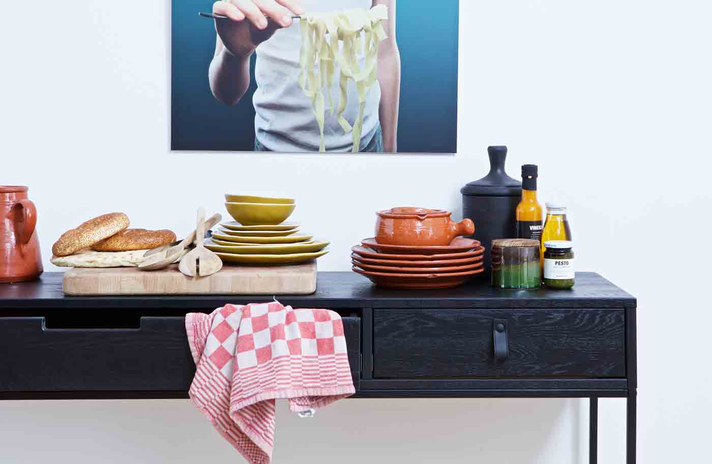 Konsole Silas Schubladen, Eiche schwarz