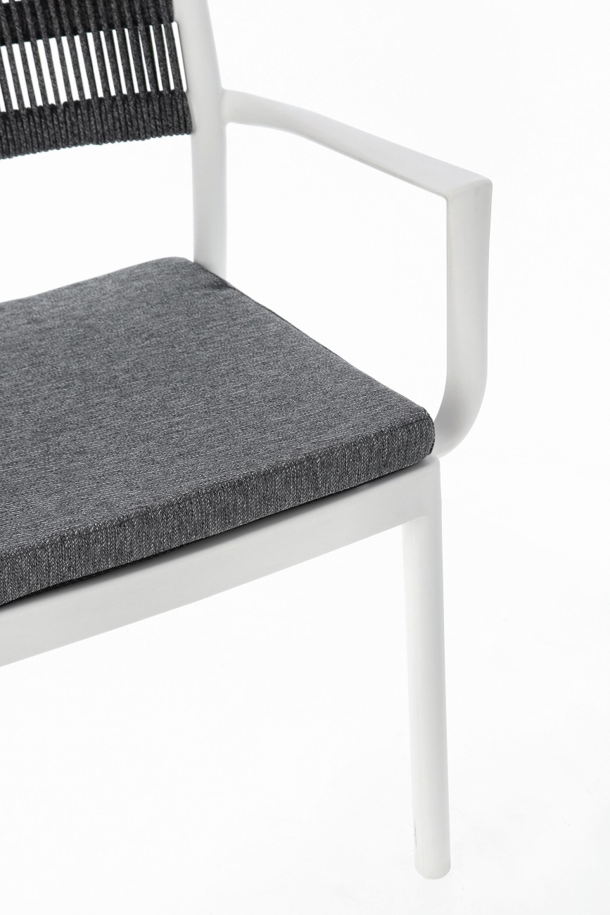 Gartenstuhl Alvin mit Armlehne, Weiß / Dunkelgrau