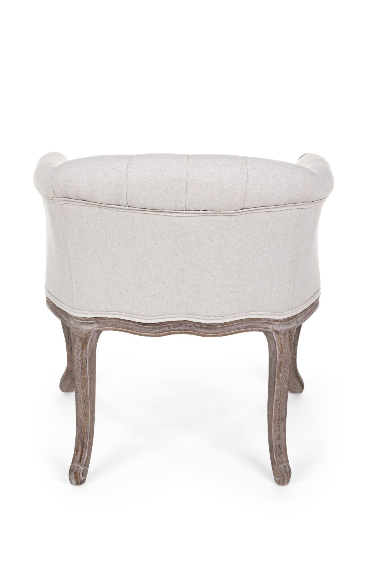 Der Sessel Diva überzeugt mit seinem klassischen Design. Gefertigt wurde er aus Stoff, welcher einen weißen Farbton besitzt. Das Gestell ist aus Kautschukholz und hat eine natürliche Farbe. Der Sessel besitzt eine Sitzhöhe von 43 cm. Die Breite beträgt 60