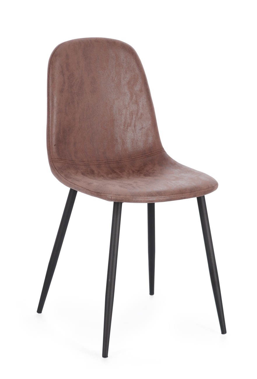 Der Esszimmerstuhl Irelia überzeugt mit seinem modernen Stil. Gefertigt wurde er aus Kunstleder, welches einen Coganc Farbton besitzt. Das Gestell ist aus Metall und hat eine Schwarzen Farbe. Der Stuhl besitzt eine Sitzhöhe von 47 cm.