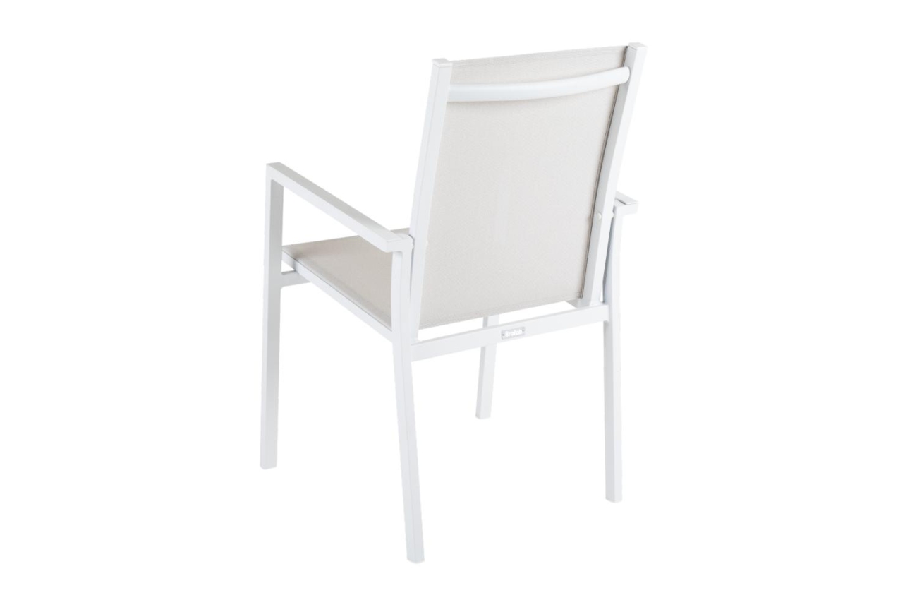 Der Gartenstuhl Avanti überzeugt mit seinem modernen Design. Gefertigt wurde er aus Textilene, welches einen weißen Farbton besitzt. Das Gestell ist aus Metall und hat eine weiße Farbe. Die Sitzhöhe des Stuhls beträgt 42 cm.