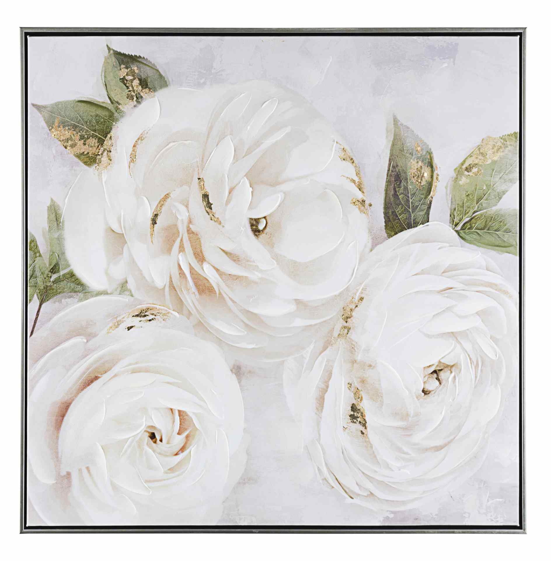 Das Bild White Rose No.1 überzeugt mit ihrem klassischen Design. Das Bild verfügt über einen Druck auf Leinwand. Das Gestell ist aus Kiefernholz und der Rahmen aus Kunststoff. Die Maße sind 72x72 cm.