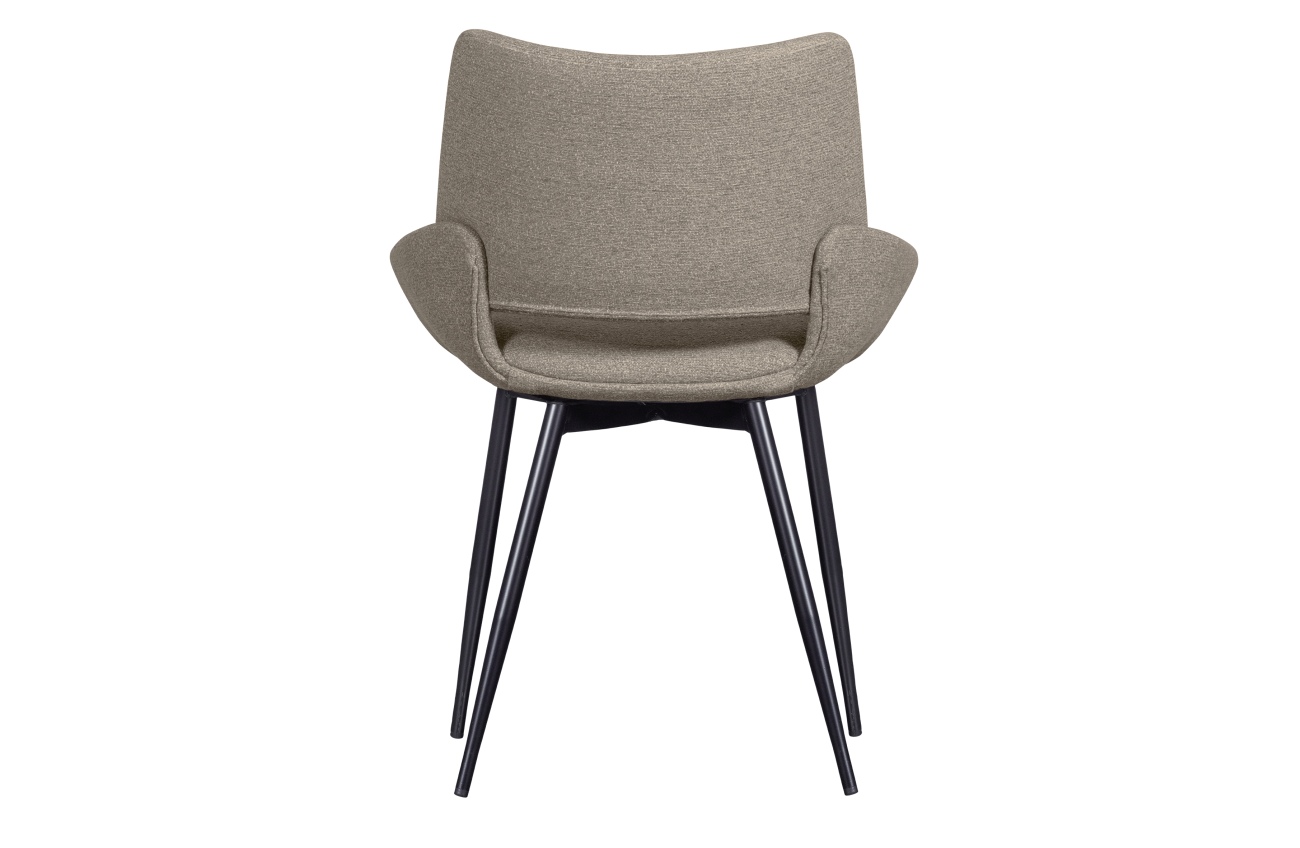Der Esszimmerstuhl Parade überzeugt mit seinem modernen Design. Gefertigt wurde er aus Melange-Stoff, welcher einen Sand Farbton besitzt. Das Gestell ist aus Metall und hat eine schwarze Farbe. Der Stuhl besitzt eine Sitzhöhe von 49 cm.