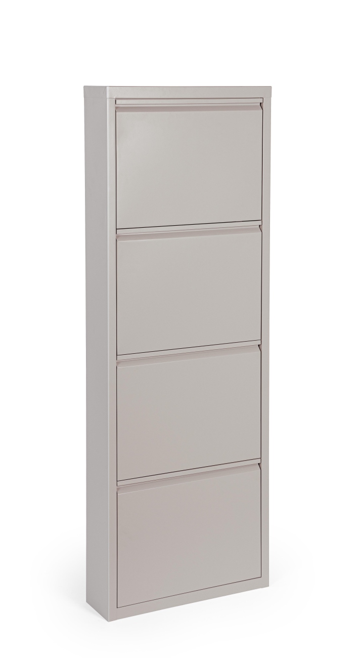 Schuhschrank Eyvin aus Metall 4er, Taubengrau Schuhschrank Eyvin aus Metall 4er, Taubengrau