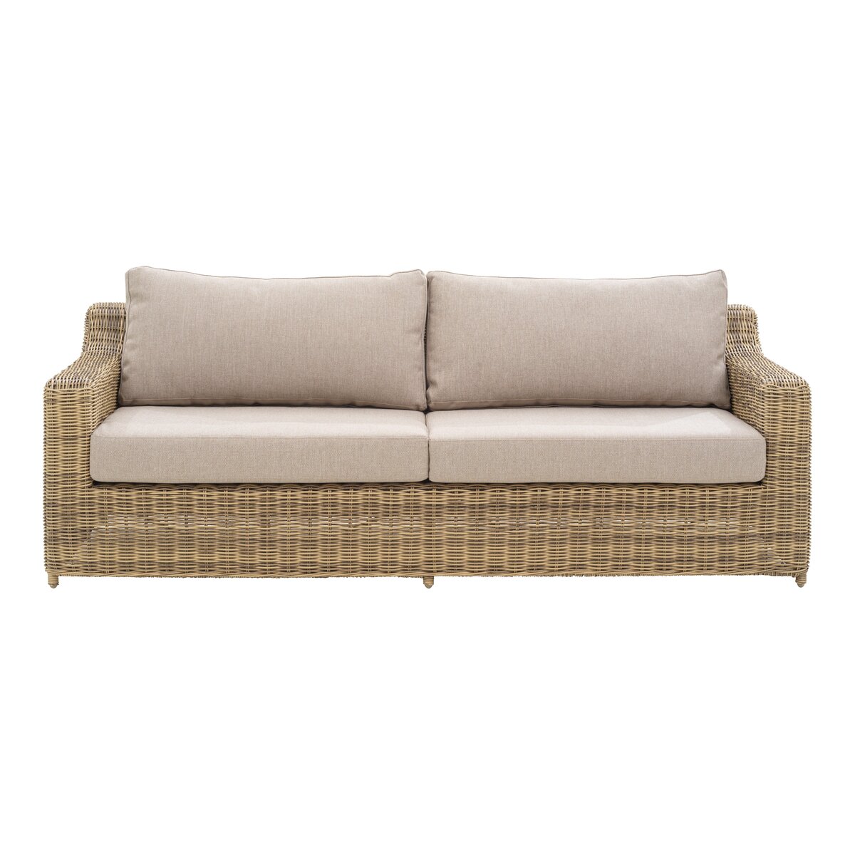 Gartensofa Glendon 2,5-Sitzer, Polyrattan & wasserabweisender Stoff, Natur