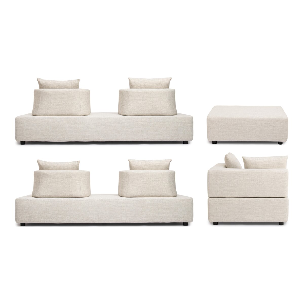 Gartenecksofa Piper - Aluminium & Olefin-Stoff, inkl. Kissen & Hocker, Beige