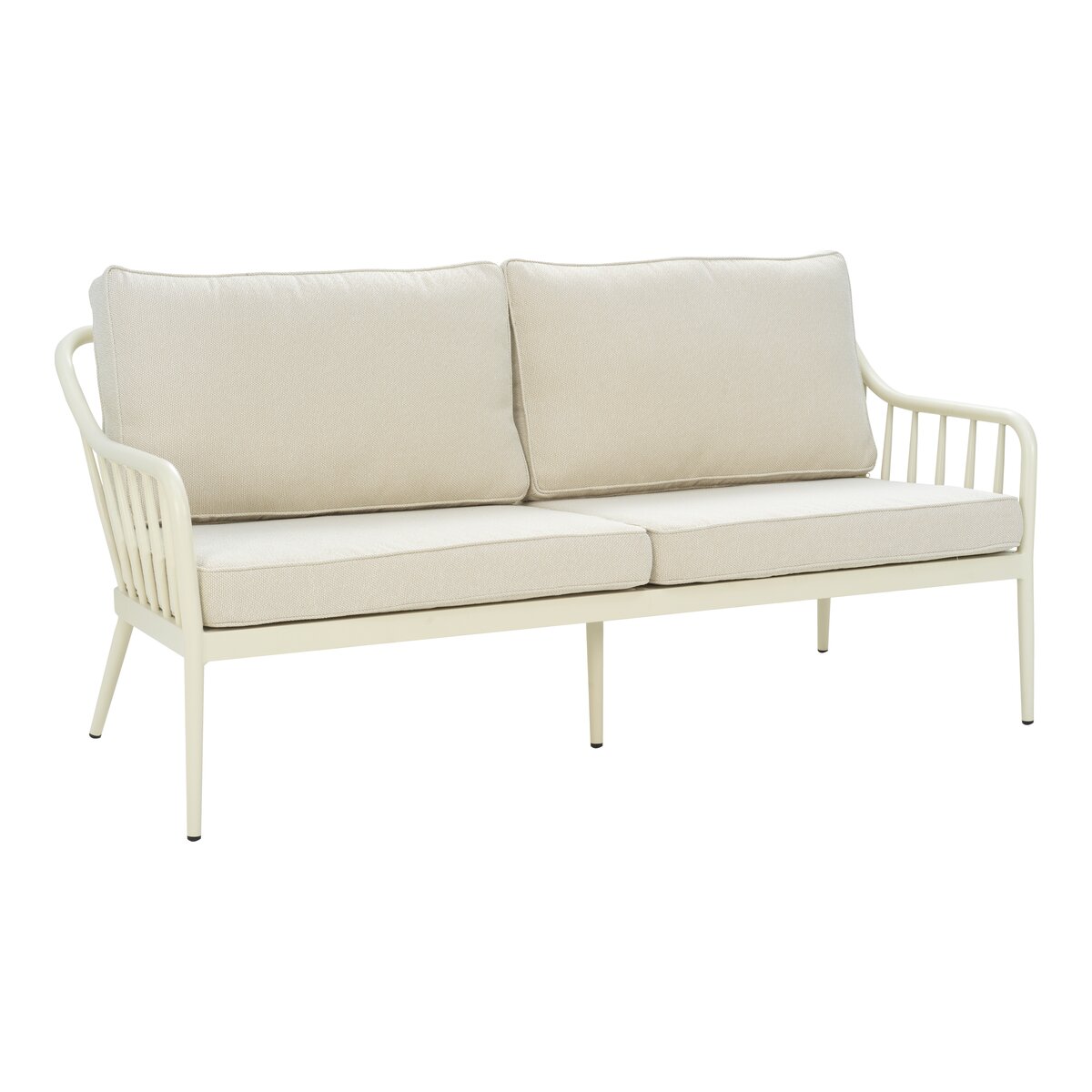 Gartensofa Coleville 2,5-Sitzer, Aluminium & Olefin-Stoff, Pearl White/Dot Beige